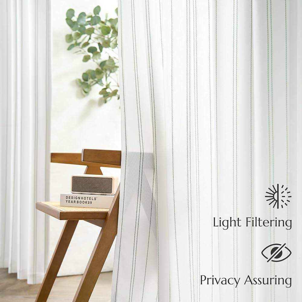 Amazon.com: jinchan Green and White Striped Curtains 63 Inch